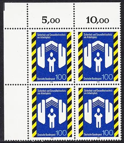 BUND 1993 Michel-Nummer 1649 postfrisch BLOCK ECKRAND oben links