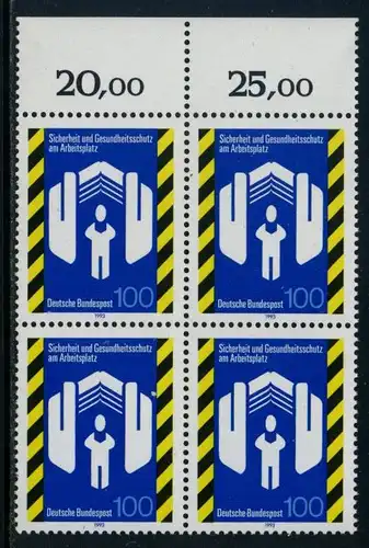 BUND 1993 Michel-Nummer 1649 postfrisch BLOCK RÄNDER oben