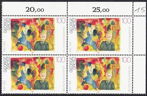 BUND 1993 Michel-Nummer 1656 postfrisch BLOCK ECKRAND oben rechts