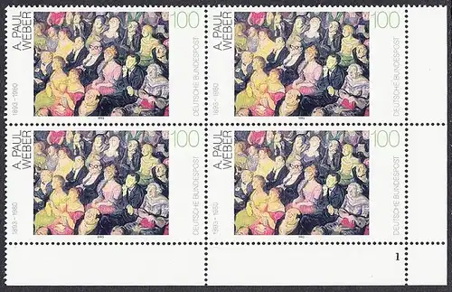 BUND 1993 Michel-Nummer 1658 postfrisch BLOCK ECKRAND unten rechts (FN)