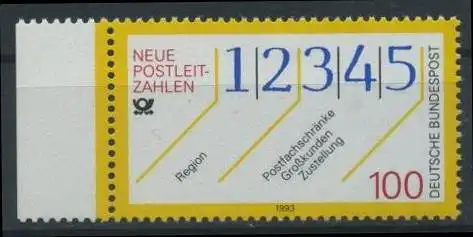 BUND 1993 Michel-Nummer 1659 postfrisch EINZELMARKE RAND links