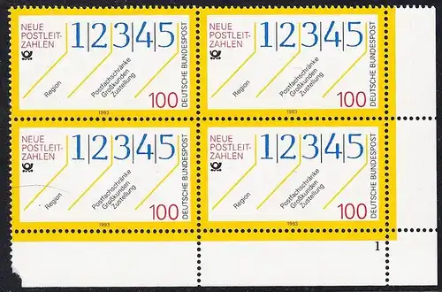 BUND 1993 Michel-Nummer 1659 postfrisch BLOCK ECKRAND unten rechts (FN)