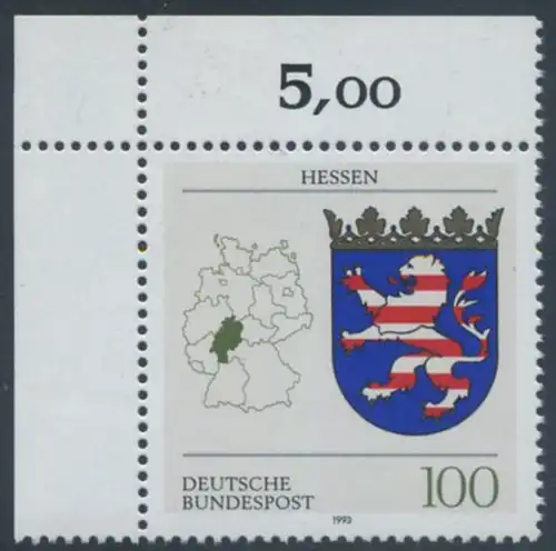 BUND 1993 Michel-Nummer 1660 postfrisch EINZELMARKE ECKRAND oben links