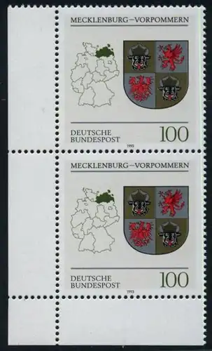 BUND 1993 Michel-Nummer 1661 postfrisch vert.PAAR ECKRAND unten links