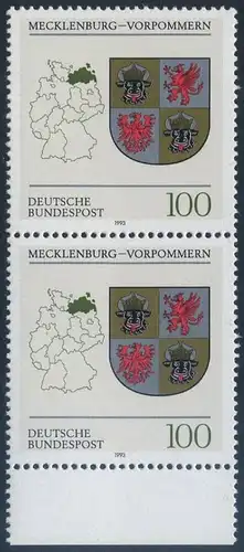 BUND 1993 Michel-Nummer 1661 postfrisch vert.PAAR RAND unten