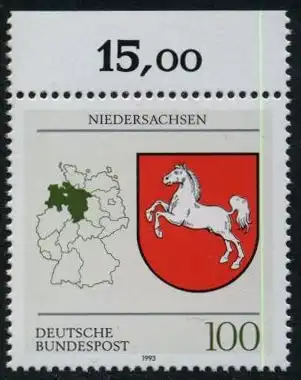 BUND 1993 Michel-Nummer 1662 postfrisch EINZELMARKE RAND oben (b)