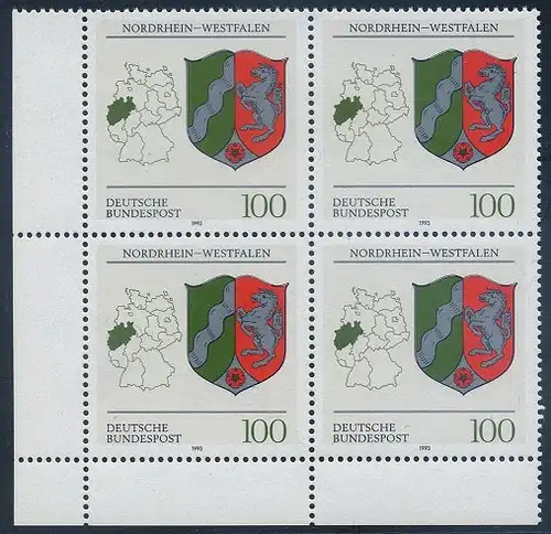 BUND 1993 Michel-Nummer 1663 postfrisch BLOCK ECKRAND unten links