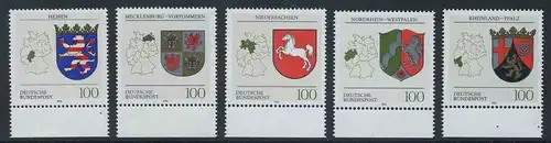 BUND 1993 Michel-Nummer 1660-1664 postfrisch SATZ(5) EINZELMARKEN RÄNDER unten
