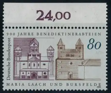 BUND 1993 Michel-Nummer 1671 postfrisch EINZELMARKE RAND oben (a)