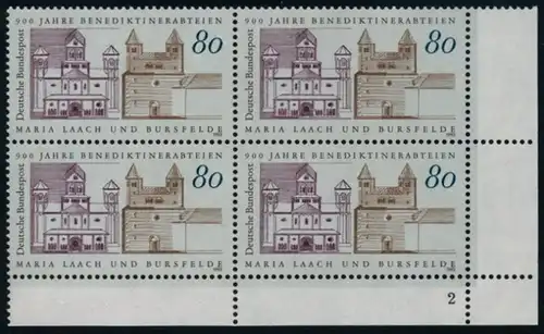BUND 1993 Michel-Nummer 1671 postfrisch BLOCK ECKRAND unten rechts (FN)