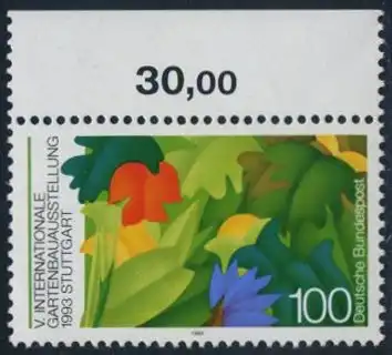 BUND 1993 Michel-Nummer 1672 postfrisch EINZELMARKE RAND oben (a)