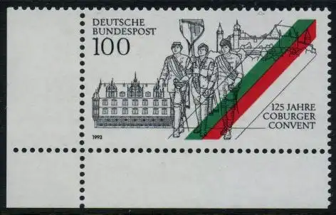 BUND 1993 Michel-Nummer 1676 postfrisch EINZELMARKE ECKRAND unten links