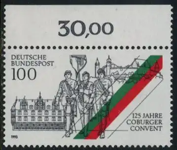 BUND 1993 Michel-Nummer 1676 postfrisch EINZELMARKE RAND oben (a)