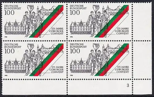 BUND 1993 Michel-Nummer 1676 postfrisch BLOCK ECKRAND unten rechts (FN)