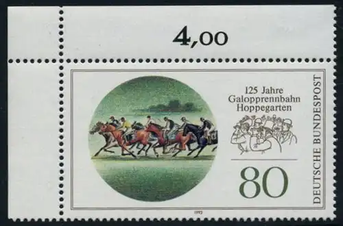 BUND 1993 Michel-Nummer 1677 postfrisch EINZELMARKE ECKRAND oben links