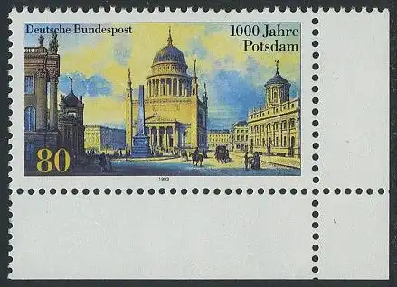 BUND 1993 Michel-Nummer 1680 postfrisch EINZELMARKE ECKRAND unten rechts