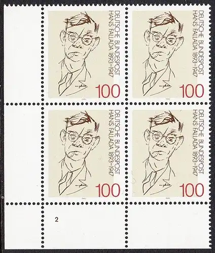 BUND 1993 Michel-Nummer 1683 postfrisch BLOCK ECKRAND unten links (FN)