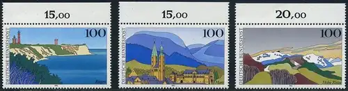 BUND 1993 Michel-Nummer 1684-1686 postfrisch SATZ(3) EINZELMARKEN RÄNDER oben (b)