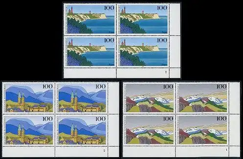 BUND 1993 Michel-Nummer 1684-1686 postfrisch SATZ(3) BLÖCKE ECKRAND unten rechts (FN/a)