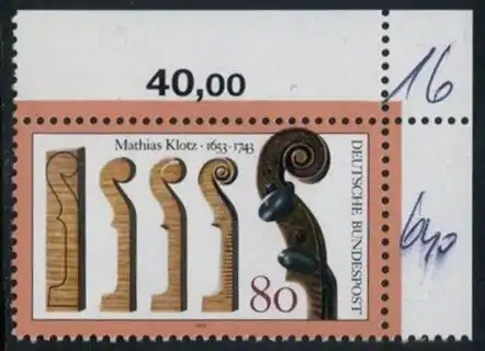 BUND 1993 Michel-Nummer 1688 postfrisch EINZELMARKE ECKRAND oben rechts (b)