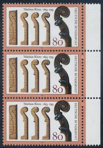 BUND 1993 Michel-Nummer 1688 postfrisch vert.STRIP(3) RAND rechts