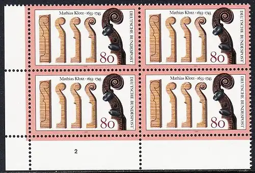BUND 1993 Michel-Nummer 1688 postfrisch BLOCK ECKRAND unten links (FN)