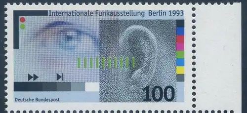 BUND 1993 Michel-Nummer 1690 postfrisch EINZELMARKE RAND rechts