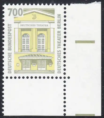 BUND 1993 Michel-Nummer 1691 postfrisch EINZELMARKE ECKRAND unten rechts