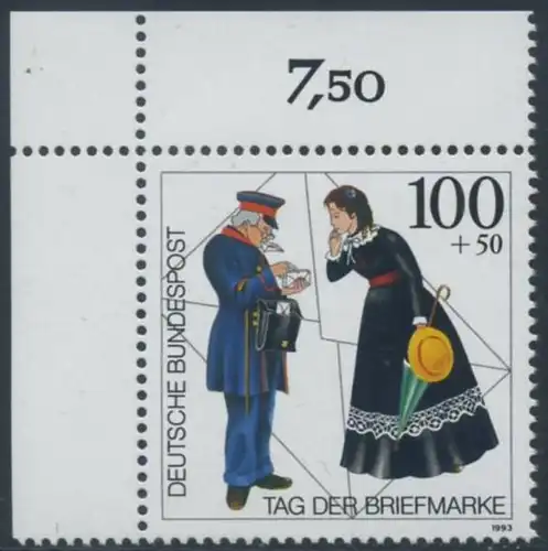 BUND 1993 Michel-Nummer 1692 postfrisch EINZELMARKE ECKRAND oben links