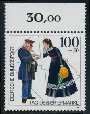 BUND 1993 Michel-Nummer 1692 postfrisch EINZELMARKE RAND oben (b)