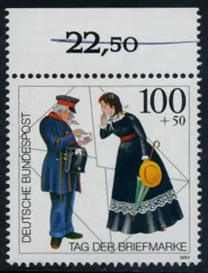 BUND 1993 Michel-Nummer 1692 postfrisch EINZELMARKE RAND oben (aa)