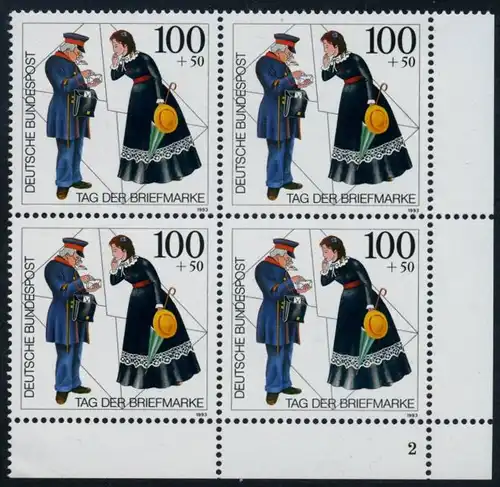 BUND 1993 Michel-Nummer 1692 postfrisch BLOCK ECKRAND unten rechts (FN)