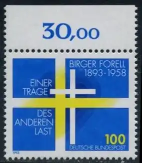 BUND 1993 Michel-Nummer 1693 postfrisch EINZELMARKE RAND oben (b)