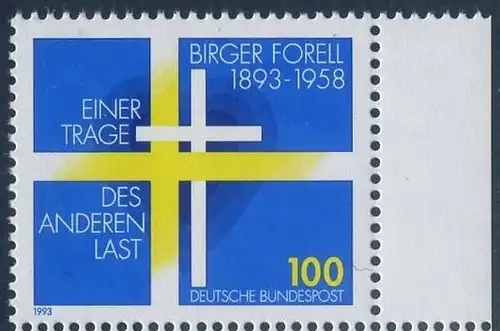 BUND 1993 Michel-Nummer 1693 postfrisch EINZELMARKE RAND rechts