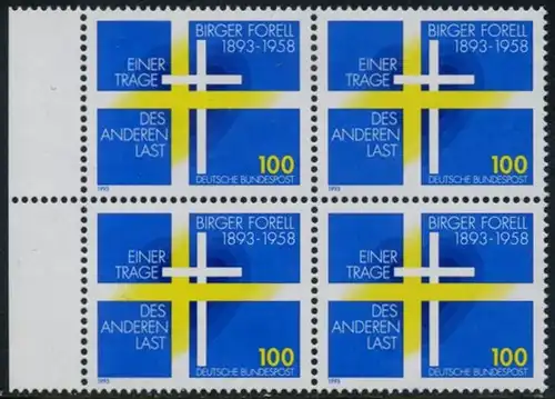 BUND 1993 Michel-Nummer 1693 postfrisch BLOCK RÄNDER links