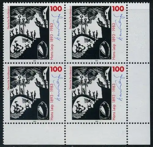 BUND 1993 Michel-Nummer 1694 postfrisch BLOCK ECKRAND unten rechts