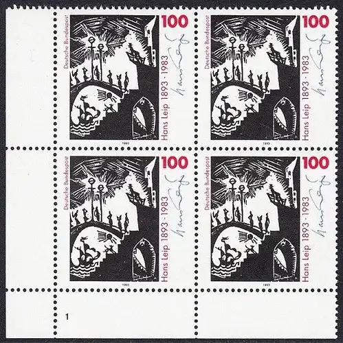 BUND 1993 Michel-Nummer 1694 postfrisch BLOCK ECKRAND unten links (FN)