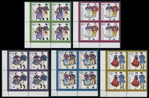 BUND 1993 Michel-Nummer 1696-1700 postfrisch SATZ(5) BLÖCKE ECKRAND unten links