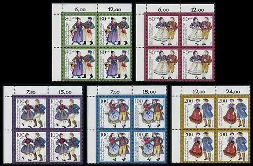 BUND 1993 Michel-Nummer 1696-1700 postfrisch SATZ(5) BLÖCKE ECKRAND oben links