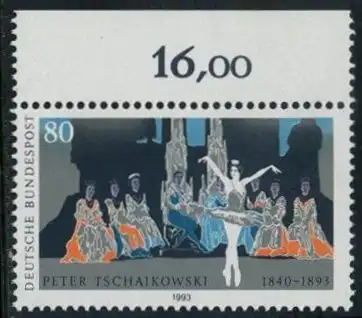 BUND 1993 Michel-Nummer 1702 postfrisch EINZELMARKE RAND oben (a)