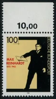 BUND 1993 Michel-Nummer 1703 postfrisch EINZELMARKE RAND oben (a)