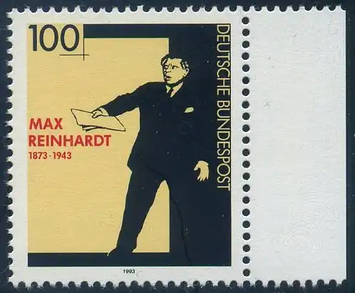 BUND 1993 Michel-Nummer 1703 postfrisch EINZELMARKE RAND rechts