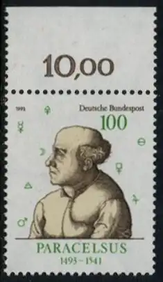BUND 1993 Michel-Nummer 1704 postfrisch EINZELMARKE RAND oben (a)