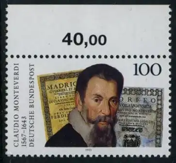 BUND 1993 Michel-Nummer 1705 postfrisch EINZELMARKE RAND oben