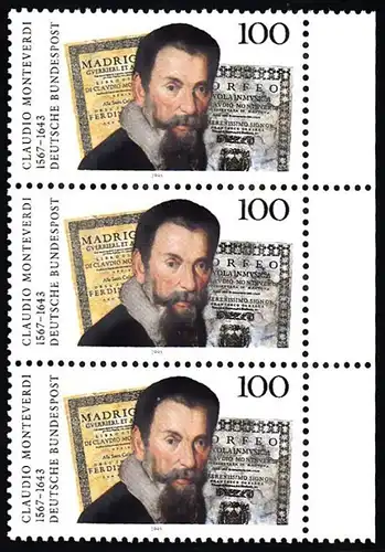 BUND 1993 Michel-Nummer 1705 postfrisch vert.STRIP(3) RAND rechts