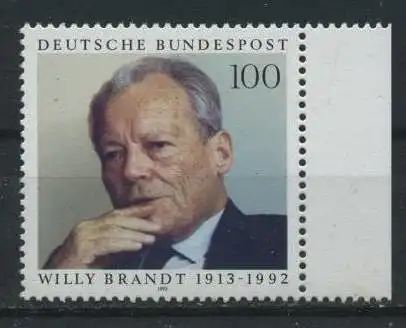BUND 1993 Michel-Nummer 1706 postfrisch EINZELMARKE RAND rechts