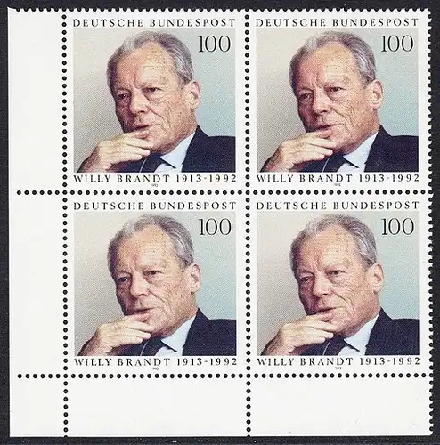 BUND 1993 Michel-Nummer 1706 postfrisch BLOCK ECKRAND unten links