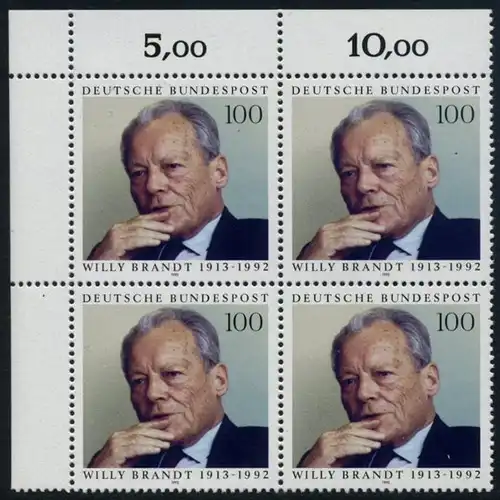 BUND 1993 Michel-Nummer 1706 postfrisch BLOCK ECKRAND oben links