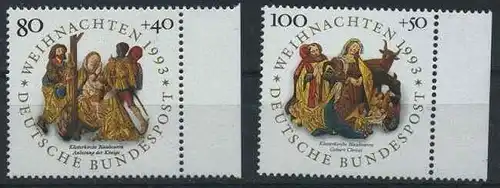 BUND 1993 Michel-Nummer 1707-1708 postfrisch SATZ(2) EINZELMARKEN RÄNDER rechts
