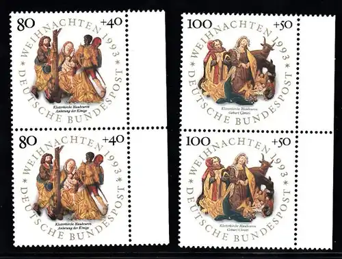 BUND 1993 Michel-Nummer 1707-1708 postfrisch SATZ(2) vert.PAARE RÄNDER rechts